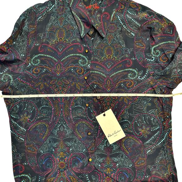 NWT Robert Graham Gabriela Silk-Blend Shirt Women’s Medium Multi WR22111 - Picture 7 of 15